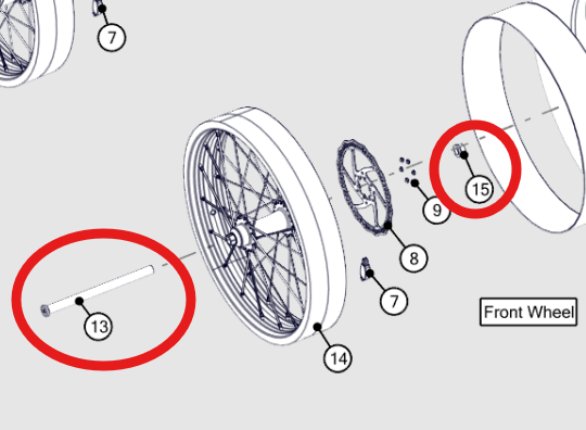Brat Axel with Nut for Front Wheel